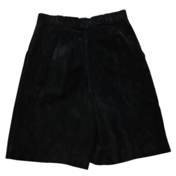 Evan Davies Black 100% Pig Suede Pleated Shorts Women’s Size 10 EUC Quiet Luxury - Picture 2 of 8